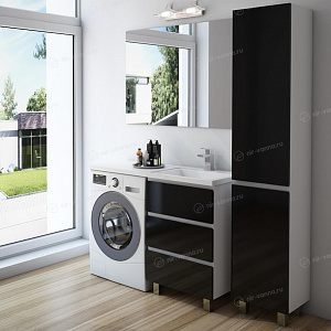 Тумба с раковиной Эстет Dallas Luxe 130 белая/на выбор R под стиральную машину 3 ящика